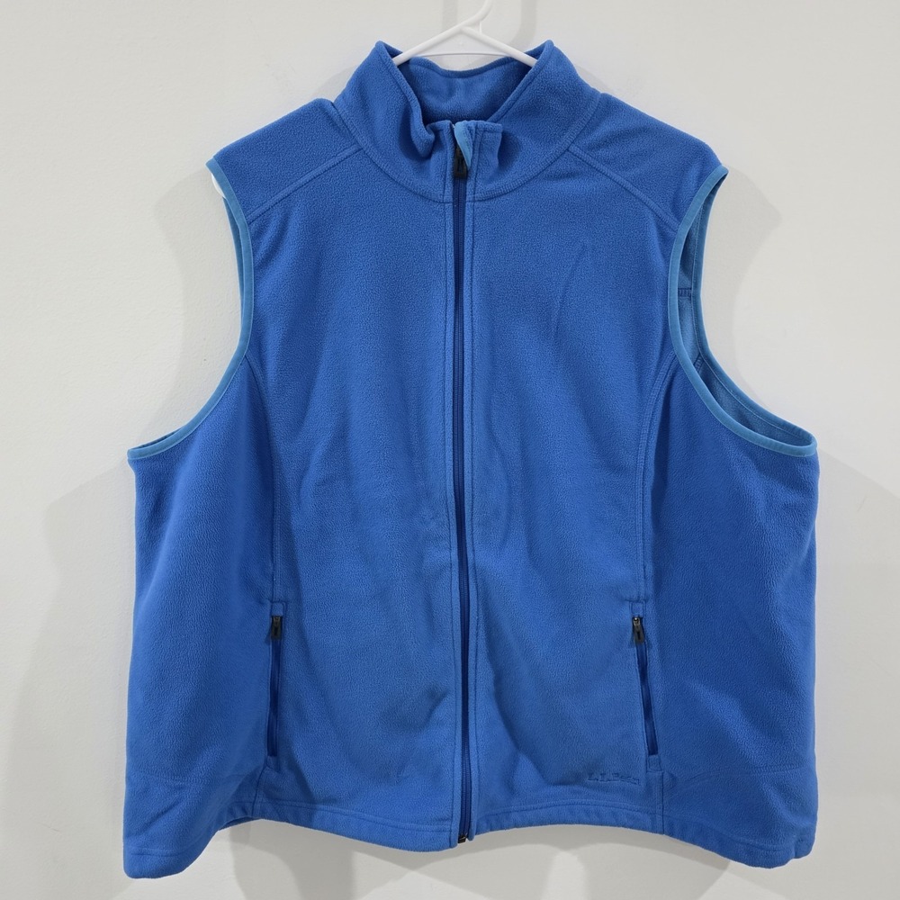 LL Bean Womens Fleece Vest Size 2X Blue Outdoor Gorpcore Full Zip Hiking Camping
